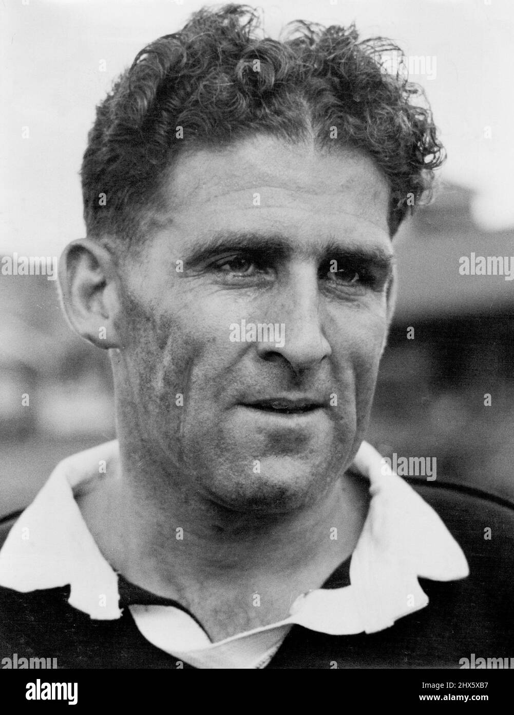 Fred Allen, qui a dirigé les All Blacks dans le frist Ruby ***** Union Test à Brisbane hier. 18 juin 1947. Banque D'Images