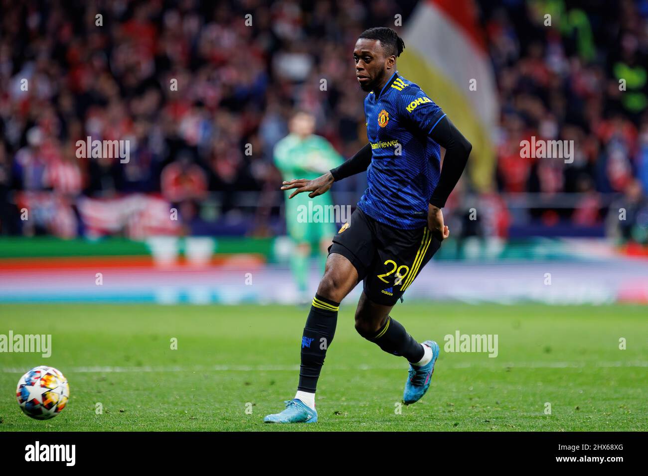 MADRID - 23 FÉVRIER : WAN-Bissaka en action au match de la Ligue des Champions entre le Club Atletico de Madrid et Manchester United au Metropolitano Stadiu Banque D'Images