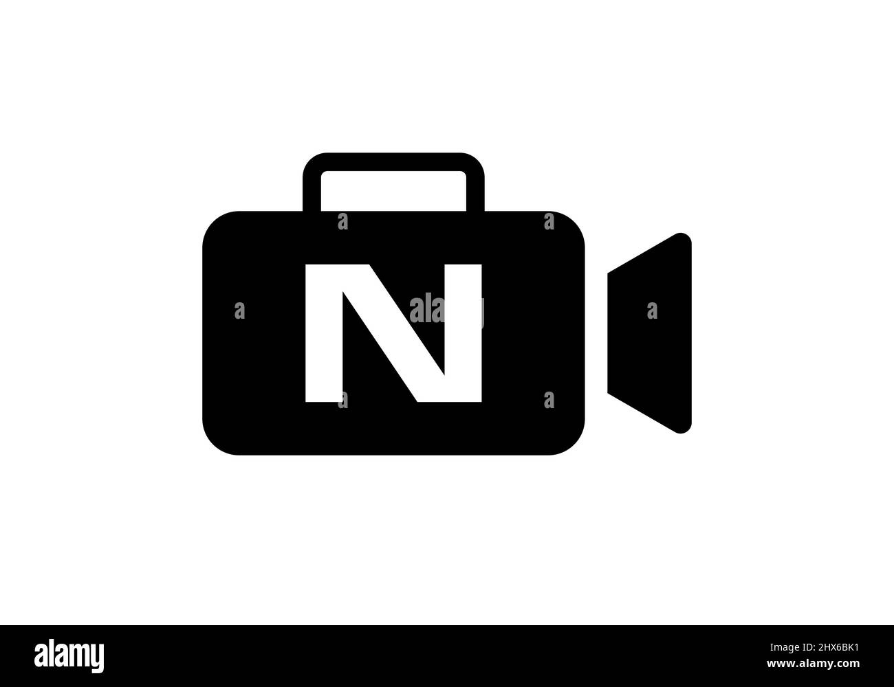 Film de cinéma et logo de vidéographie sur le modèle de conception lettre N. Lettre N initiale avec logo de caméra vidéo à film Illustration de Vecteur