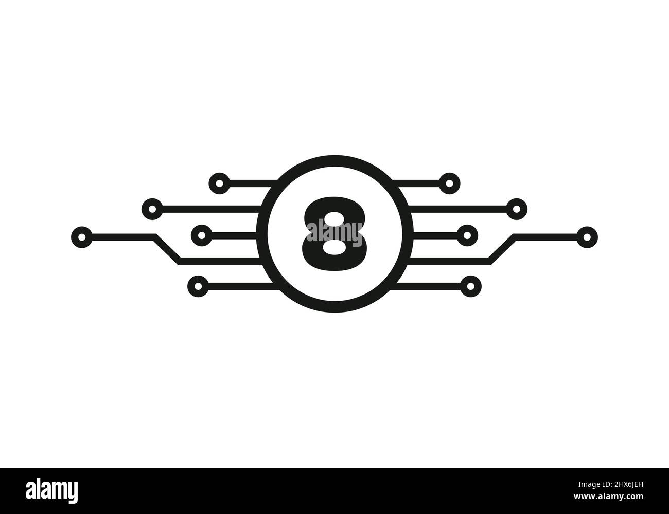 Modèle de logo Letter 8. 8 lettre pour la protection du logo Cyber, la technologie, la biotechnologie et la haute technologie. Logo réseau Illustration de Vecteur