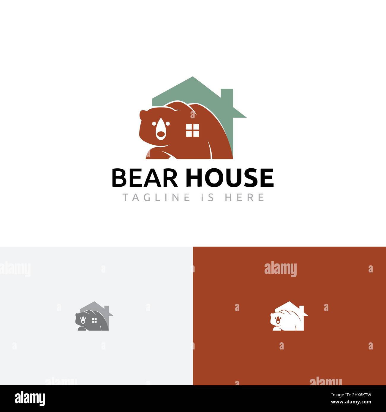 Modèle de logo résidentiel immobilier Big Bear House Realty Illustration de Vecteur