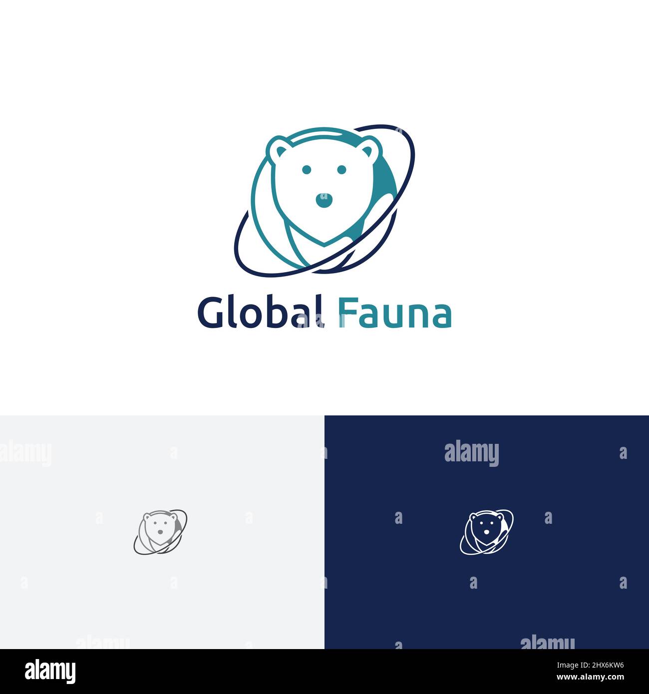 Modèle de logo Global Earth Bear Animal Fauna Planet Illustration de Vecteur