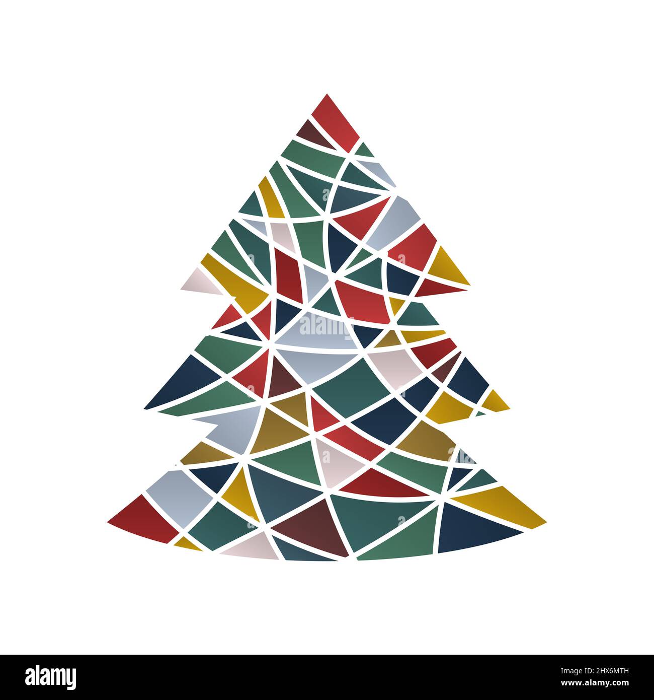 Arbre de Noël en motley coloré version abstraite comme une carte de vœux du nouvel an et de Noël. Isolé sur fond blanc. Illustration Banque D'Images Arbre de Noël en motley coloré version abstraite comme une carte de vœux du nouvel an et de Noël. Isolé sur fond blanc. Illustration Banque D'Images