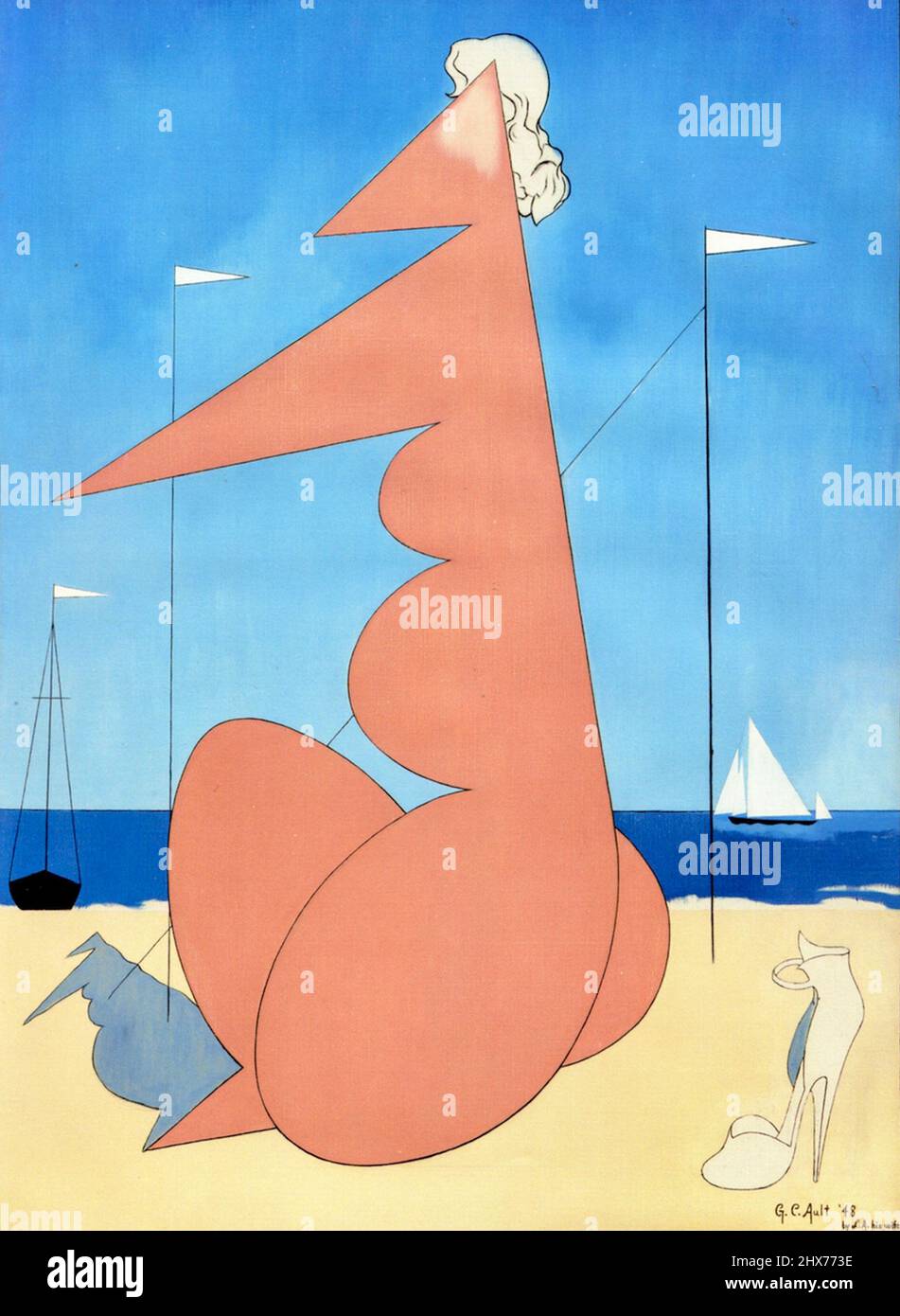 George Ault - Miss Hollywood - l'une des dernières peintures à l'huile réalisées par Ault avant sa mort prématurée - 1948 Banque D'Images