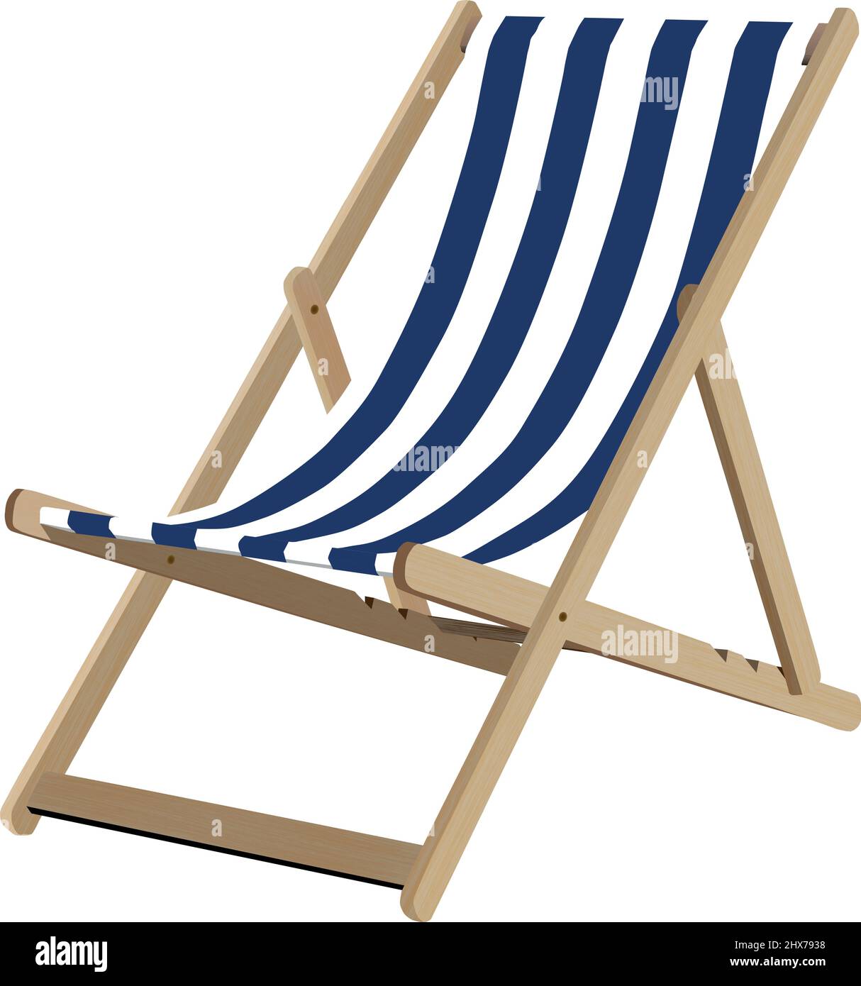 Chaise de terrasse en toile à rayures bleues et blanches Illustration de Vecteur