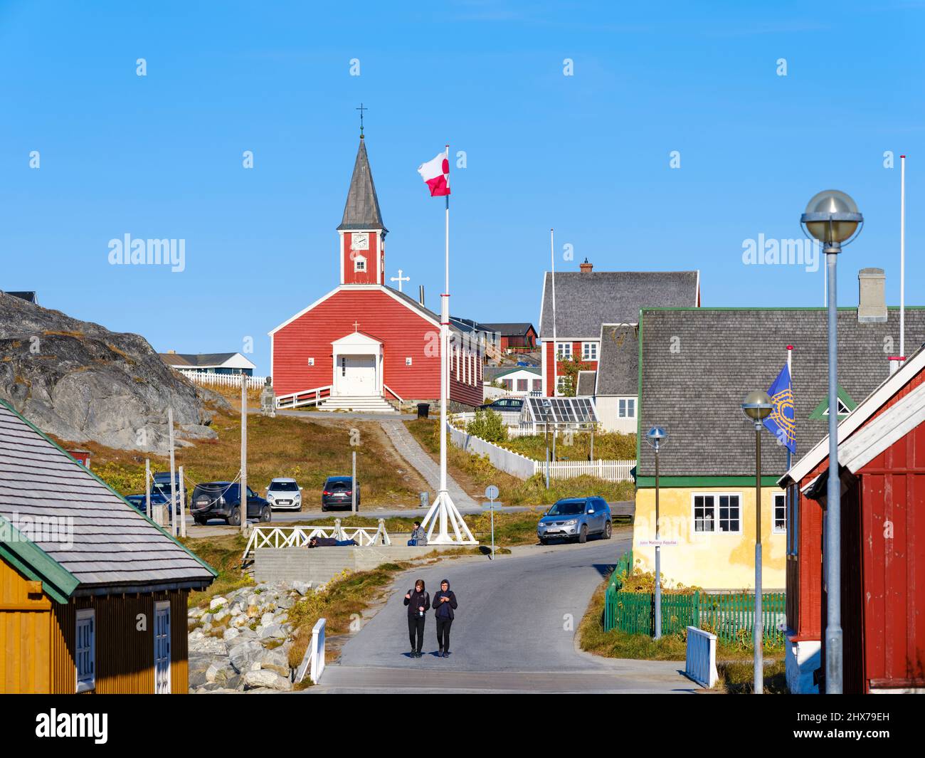 Église de notre sauveur ou Cathédrale de Nuuk (Annaassisitta Oqaluffia). Nuuk la capitale du Groenland à la fin de l'automne. Amérique du Nord, Groenland Banque D'Images
