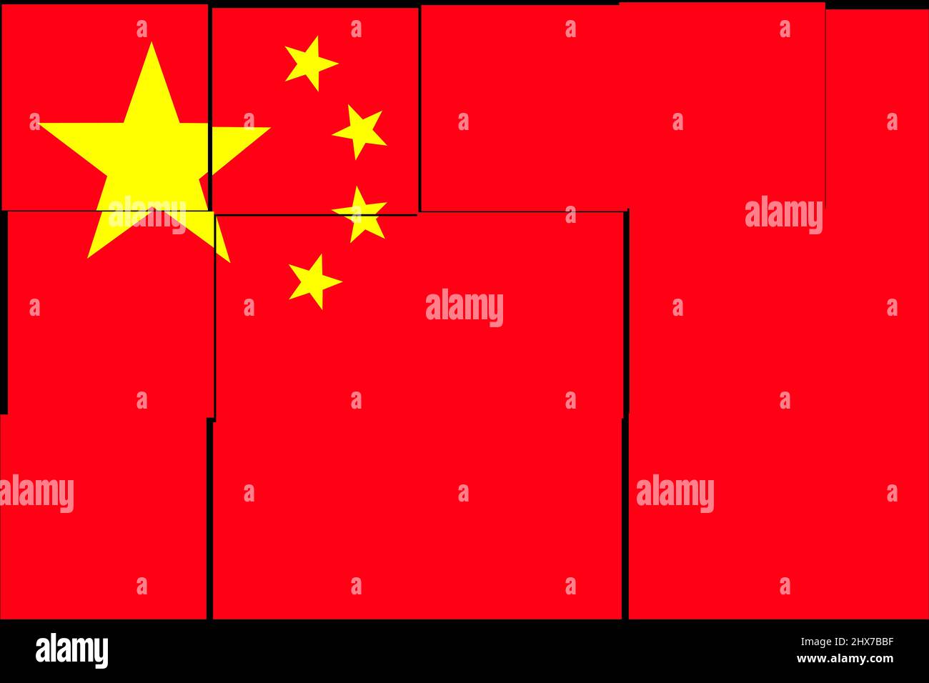 Chine. Drapeau de la Chine. Plan horizontal. Illustration du drapeau de la République populaire de Chine. Conception horizontale. Conception abstraite. Illustration. Carte. Banque D'Images