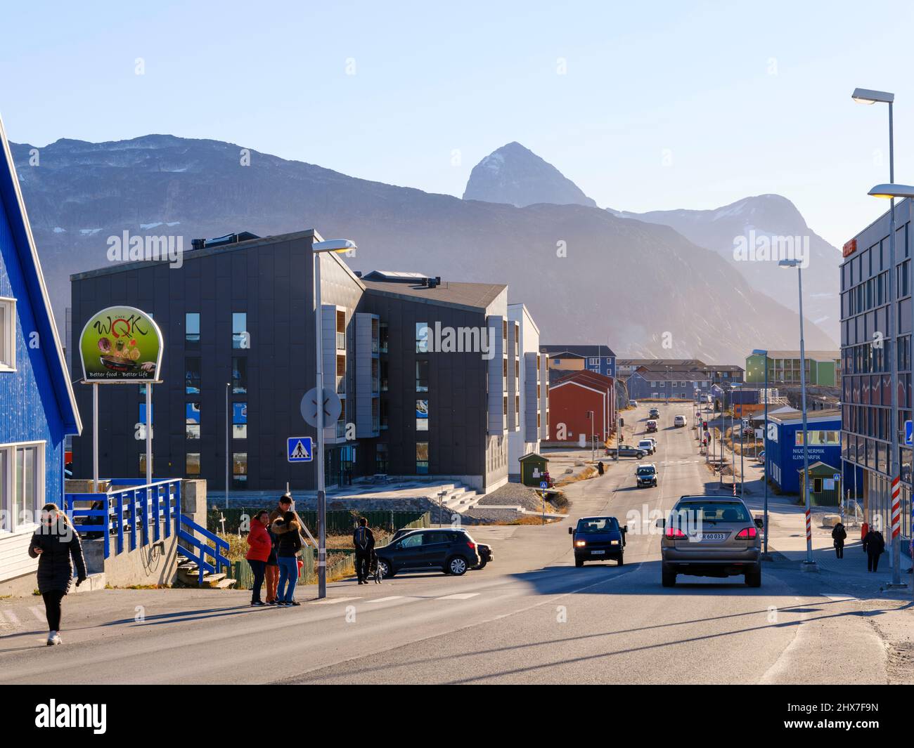 Nuuk la capitale du Groenland à la fin de l'automne. Amérique, Amérique du Nord, Groenland, territoire danois Banque D'Images