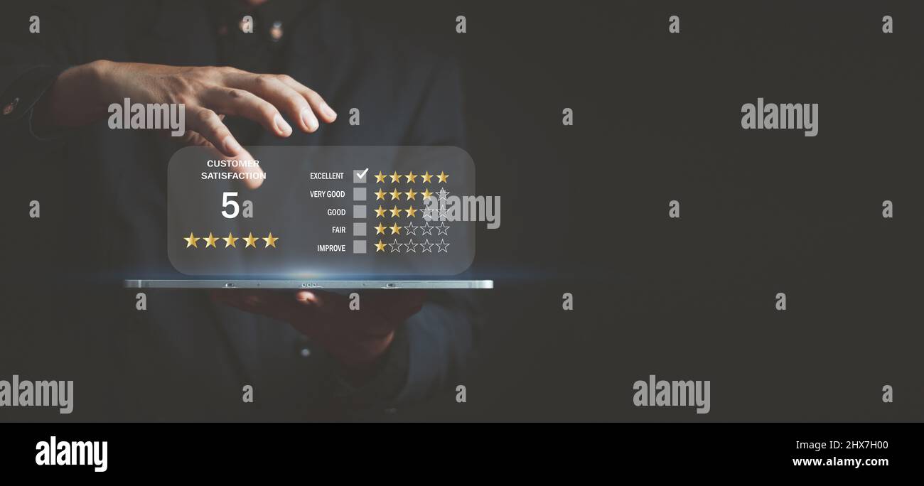 L'utilisateur évalue l'expérience de service sur l'application en ligne, le client évalue le concept de l'enquête de satisfaction de l'avis du client, le client peut évaluer la qualité de Banque D'Images