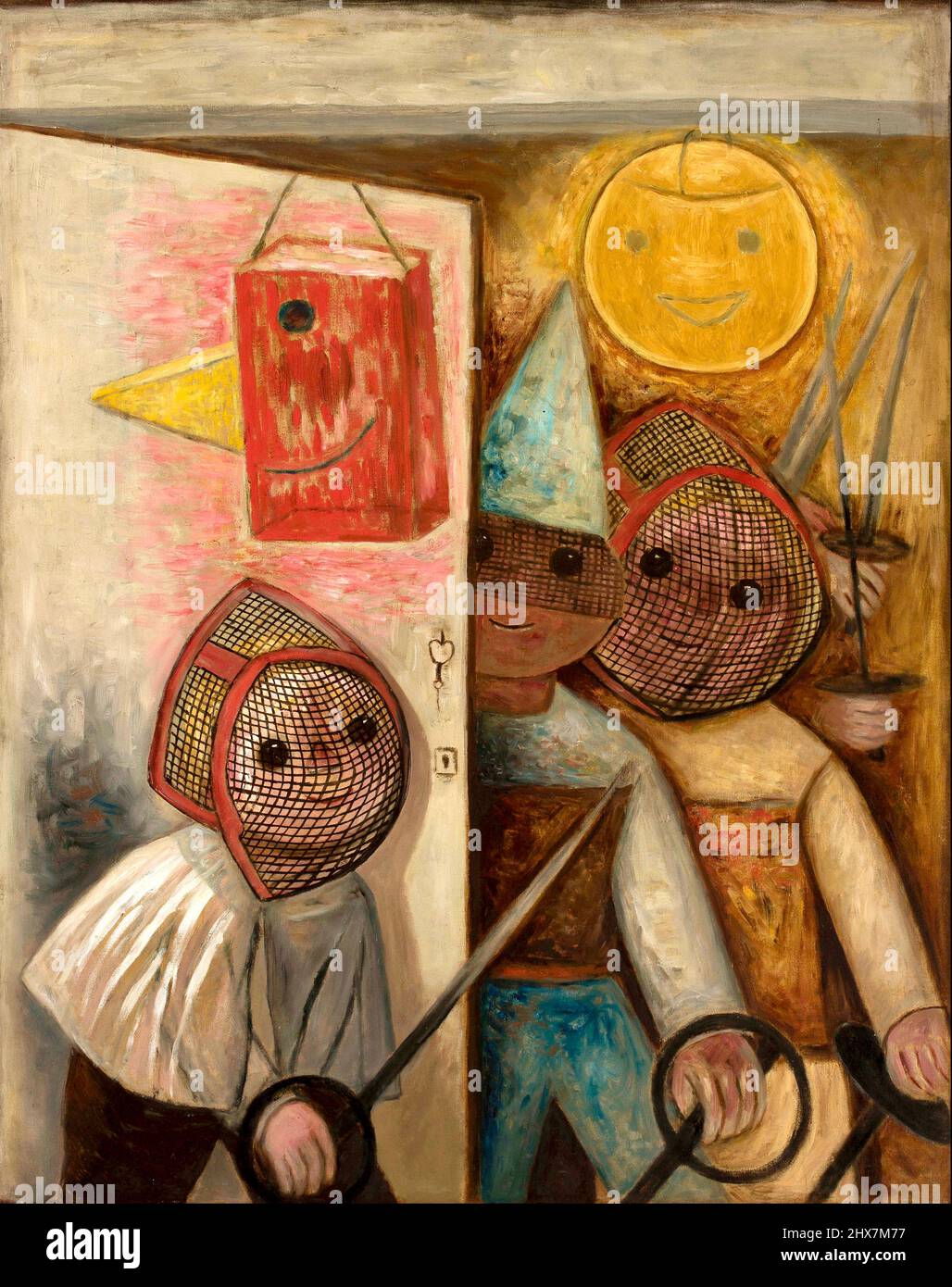 Tadeusz Makowski - Swordmen - enfants portant des masques au sabre - 1931 Banque D'Images