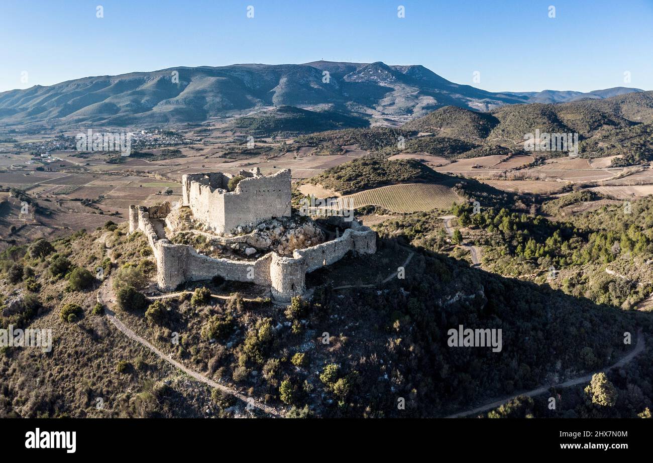 Le château d'Aguilar à Tuchan dans l'Aude (France) Banque D'Images