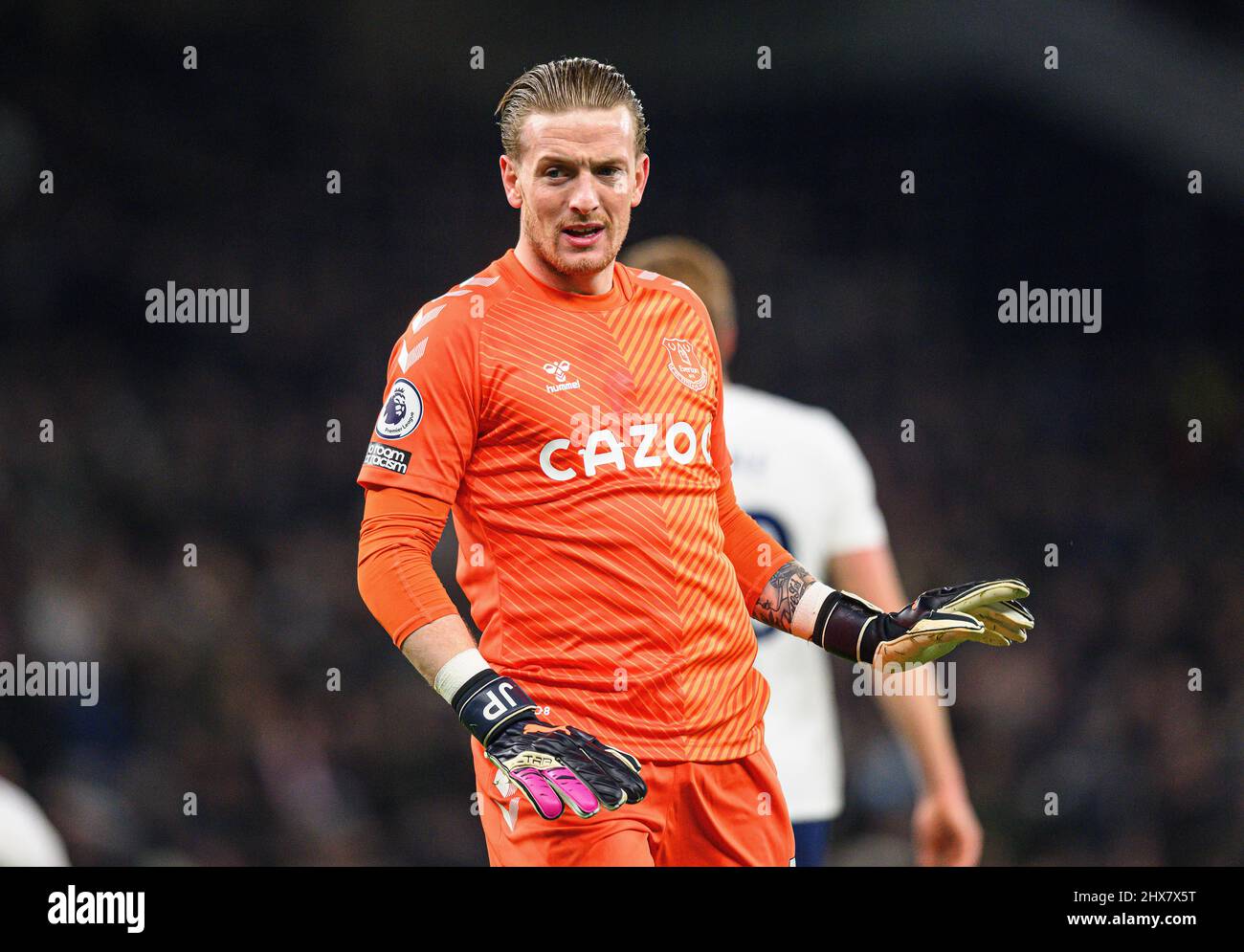 07 mars 2022 - Tottenham Hotspur v Everton - Premier League - Tottenham Hotspur Stadium Jordan Pickford d'Everton pendant le match de la Premier League ag Banque D'Images
