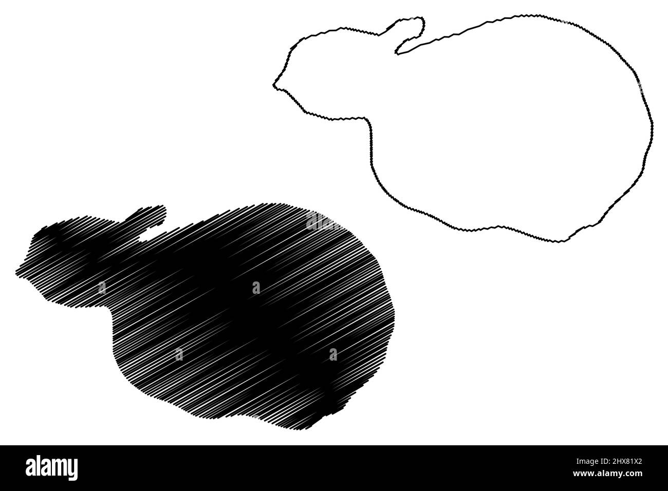 Illustration vectorielle de la carte de l'île EVA-Liv (Russie, Fédération de Russie, archipel de la Terre Franz Josef), croquis de scribble carte Yeva-Liv Illustration de Vecteur