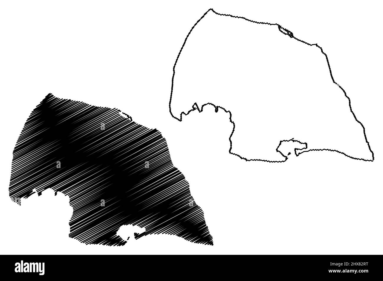 Île de Fehmarn (mer Baltique, République fédérale d'Allemagne) carte illustration vectorielle, scribble sketch carte de Fehmarn Illustration de Vecteur