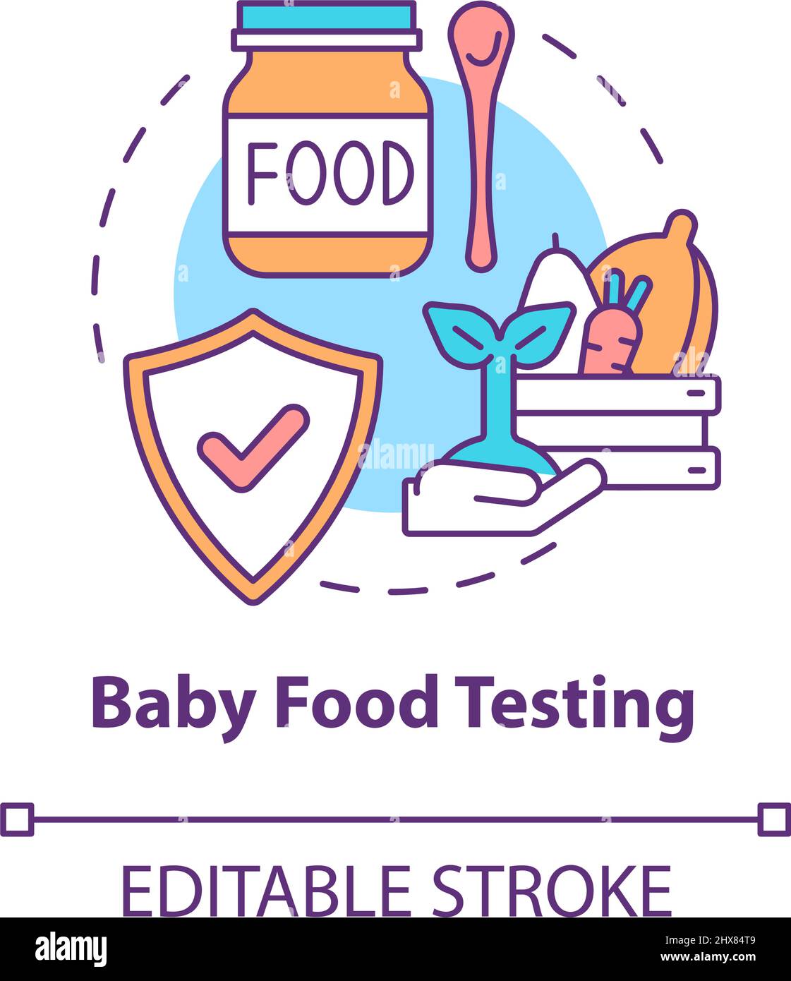 Icône de concept d'analyse des aliments pour bébés Illustration de Vecteur