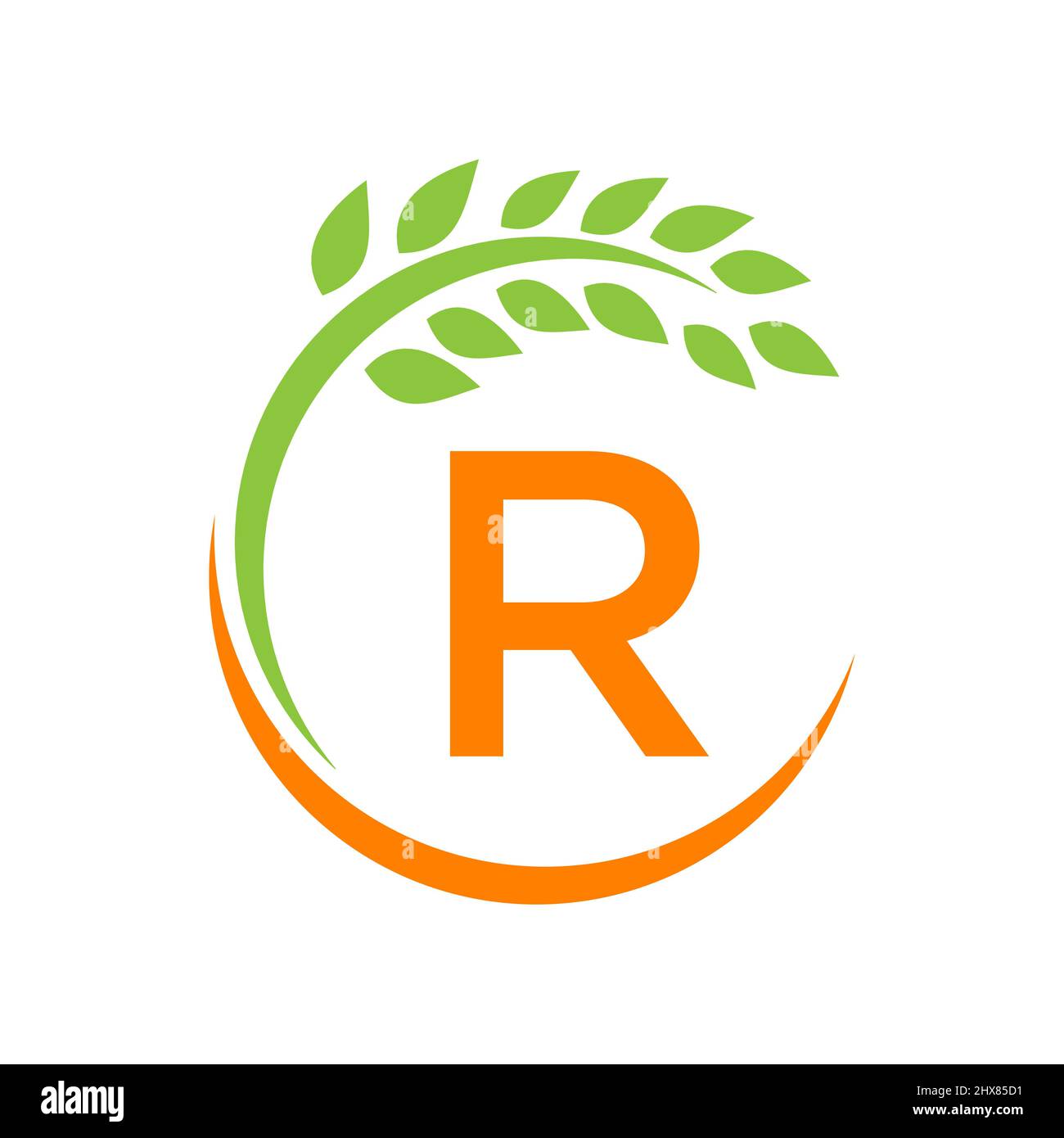 Logo Agriculture sur le concept de lettre R. Agriculture et agriculture Pasture, lait, Barn logo design. Badge, commercial, Eco-Farm Design Illustration de Vecteur