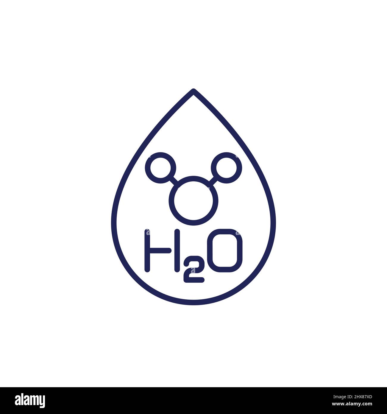 icône de h2o lignes avec goutte d'eau et molécule Illustration de Vecteur