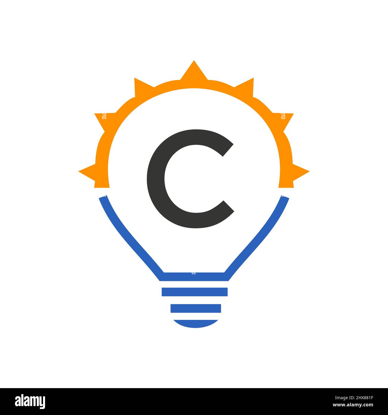 Logo électrique lettre C, lettre C avec modèle vectoriel d'ampoule. ECO Energie électricité électricité, penser idée, inspiration, énergie recyclage concept Illustration de Vecteur