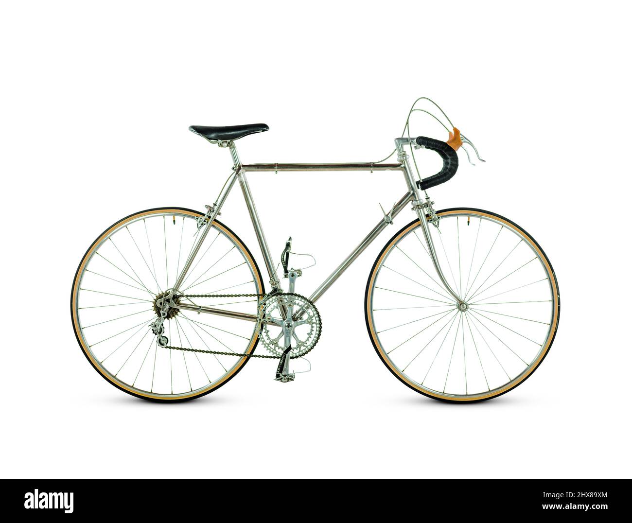 Schwinn Paramout Titanium, US, 1970, vue latérale, côté roue. Caractéristiques : un vélo expérimental, fabriqué dans une chambre à vide, avec soudage pré-teague (les soudures sont très lisses, pas de raccords de châssis) Banque D'Images