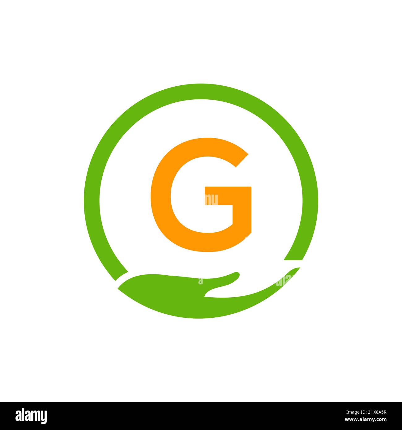 Modèle de concept logo des mains d'aide des organismes de bienfaisance sur la lettre G. Soins, partage, Charité, Santé médicale, organisme de don G logotype Design Illustration de Vecteur