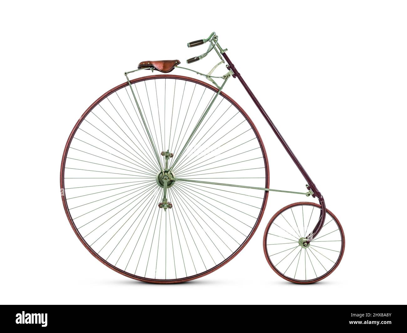 American Eagle 50 pouces, États-Unis, vue latérale. Eagle Bicycle Manufacturing Co était basée à Torrington Connecticut, aux États-Unis. Frein à cuillère. Diamètres de roue opposés à la normale - petit à l'avant. Le pilote pouvait se tenir sur les pédales pendant la montée. Ceci Banque D'Images