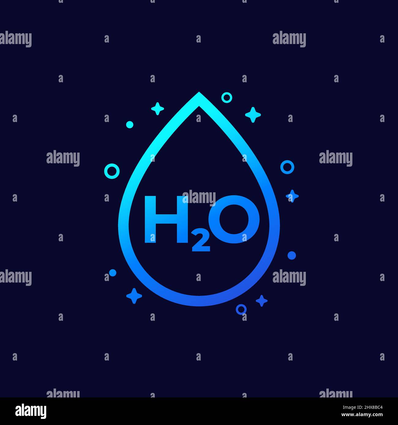 h2o icône avec goutte d'eau, vecteur Illustration de Vecteur