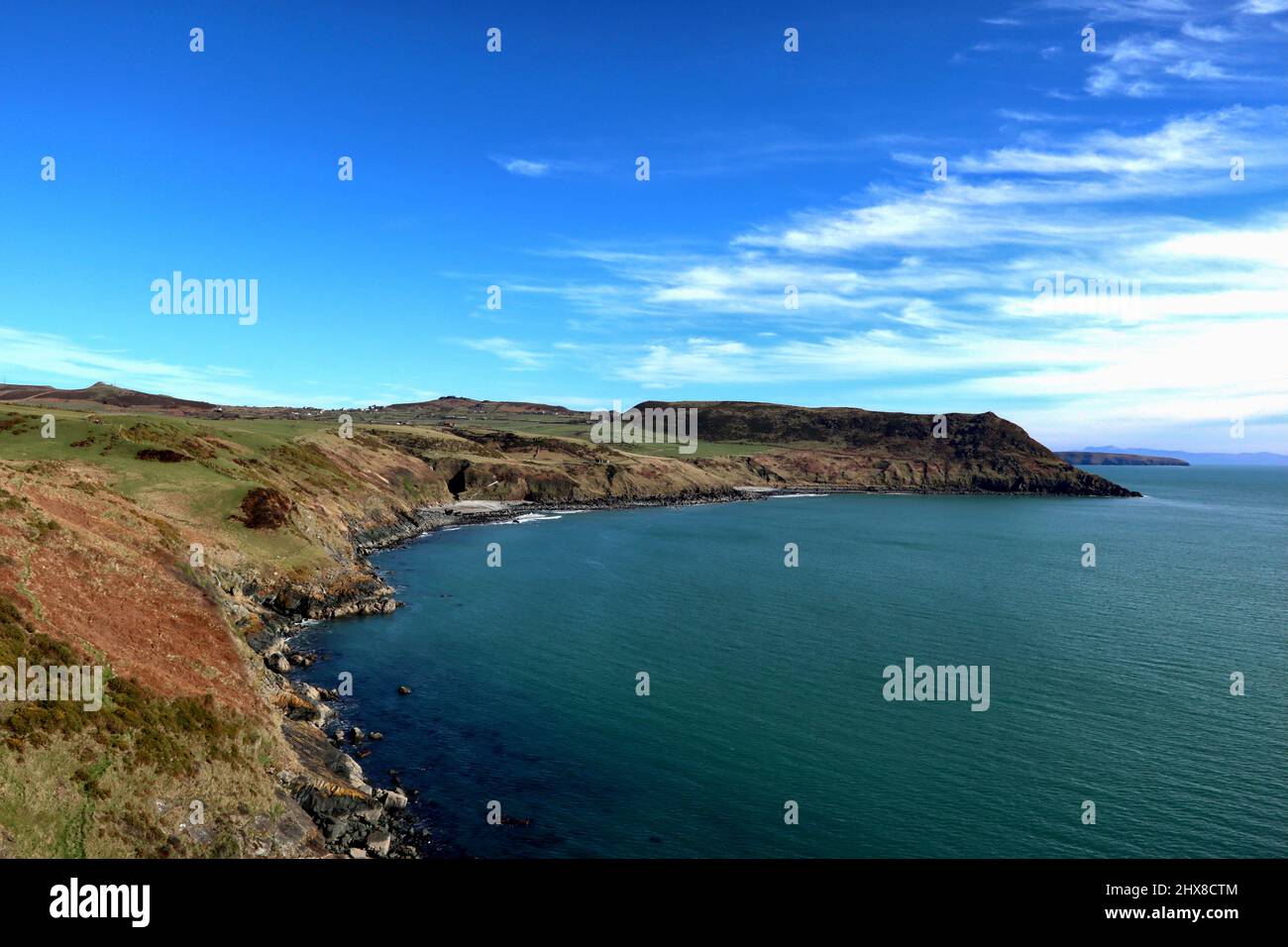 Porth Ysgo depuis le Wales Coast Path Banque D'Images