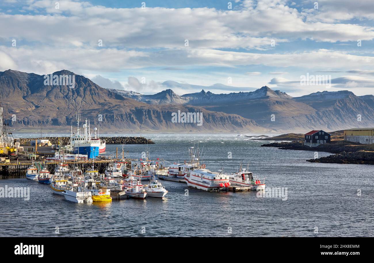 Le port de Djúpivogur, région orientale, Islande Banque D'Images