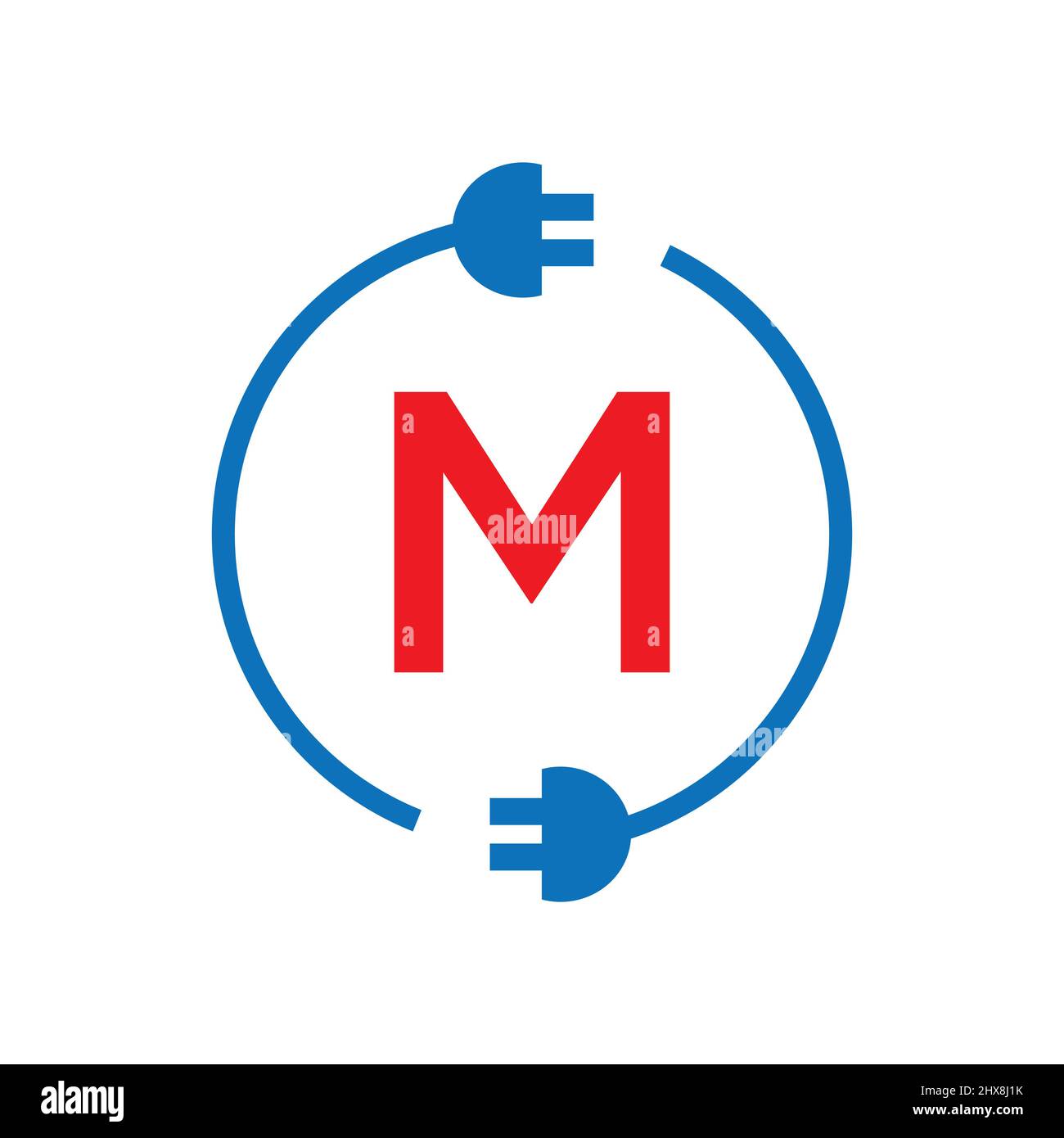 Lettre M de Thunder Bolt logo électricité. Electricité industrielle, Power Sign Electric Bolt on M lettre logo Power Energy, Lightning, Electricité Sign Illustration de Vecteur