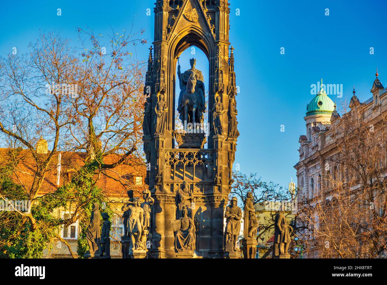 Fontaine de Kranner, monument néo-gothique à Prague, République tchèque, Europe. Banque D'Images
