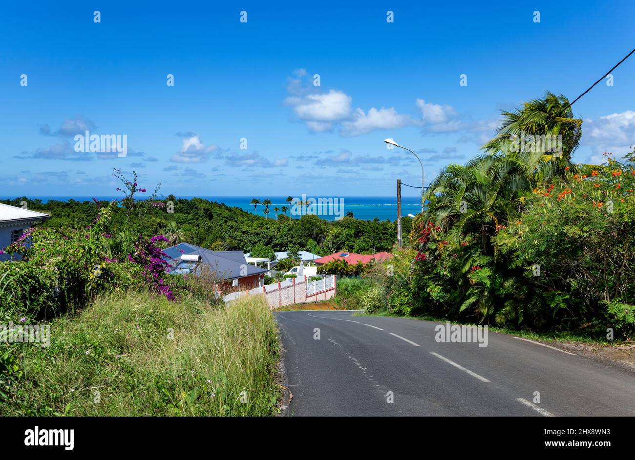Au nord de Basse-Terre, Guadeloupe, Petites Antilles, Caraïbes. Vue depuis le chemin de Bellevue/Bellevue Road/. Banque D'Images