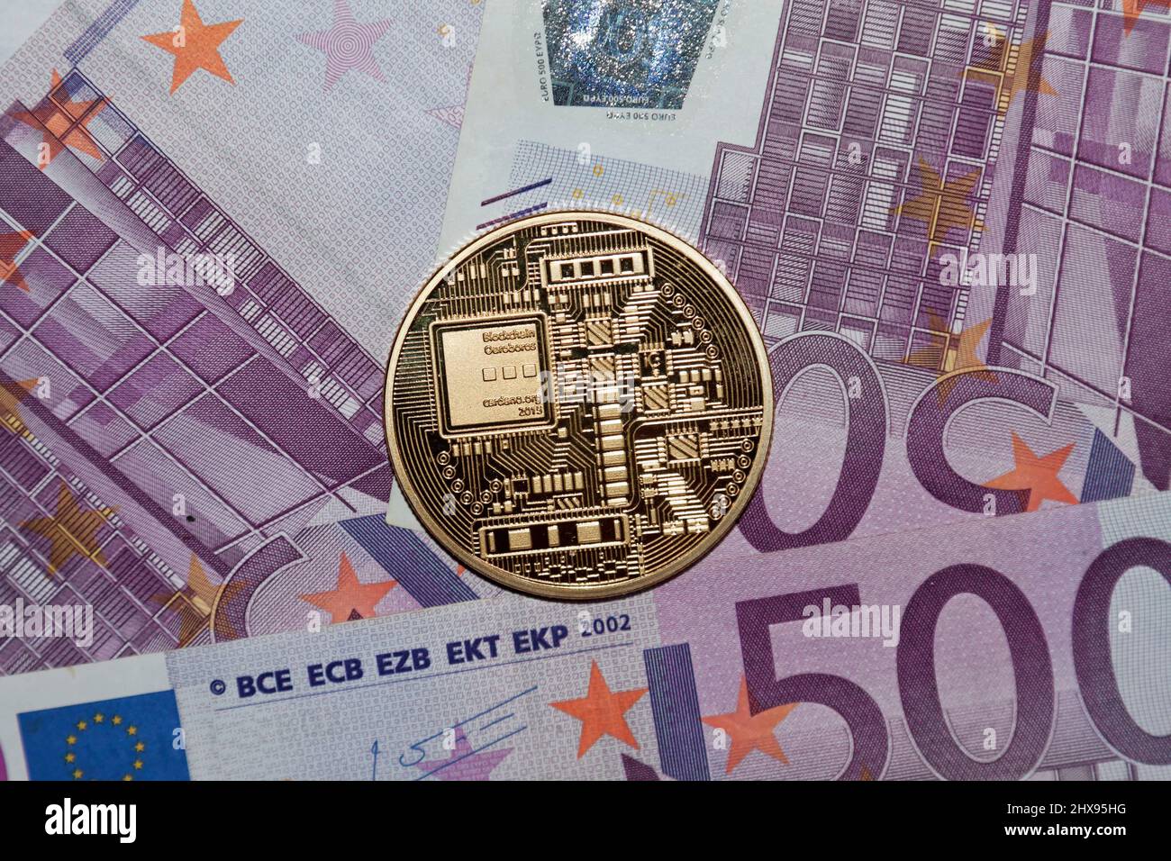 Cardano et 500 euros de billets de banque, Banque D'Images