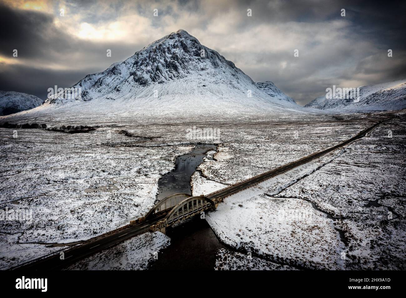 La traversée en A82 de Rannoch Moor à Glencoe, en Écosse, au Royaume-Uni Banque D'Images