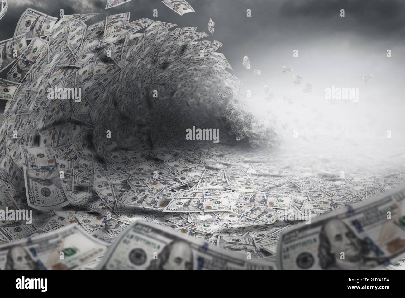 Tsunami fait de billets de 100 dollars Banque D'Images