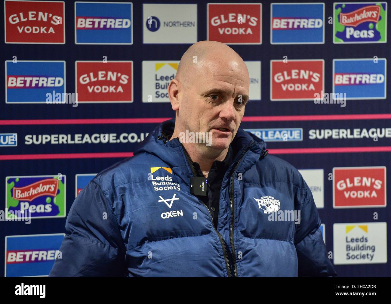 Leeds, Royaume-Uni. 10th mars 2022. Leeds, Angleterre - 10th mars 2022 - Richard Agar, entraîneur de Leeds Rhinos, parle aux médias après le tournoi de rugby Betfred Super League Round 5 Leeds Rhinos vs Hull FC au stade Headingley, Leeds, Royaume-Uni Dean Williams Credit: Dean Williams/Alay Live News Banque D'Images