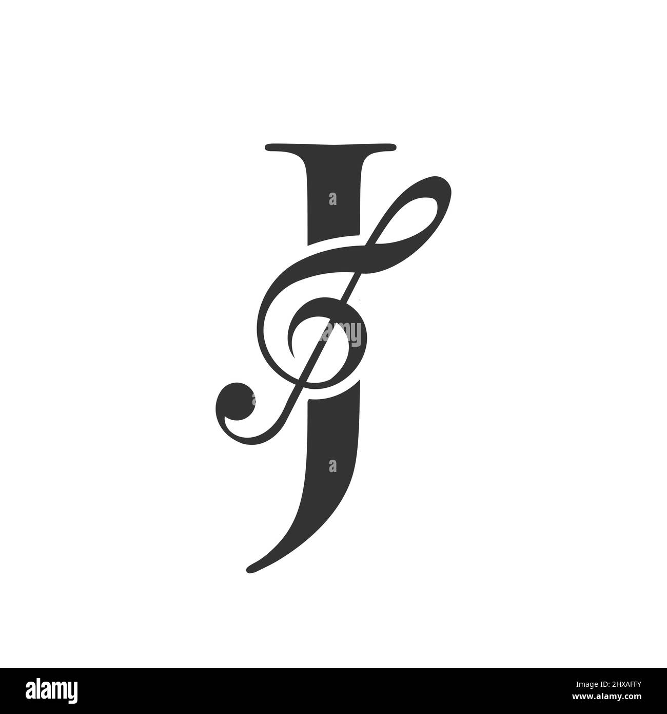 Logo musical sur le concept de lettre J. J Music Note Sign, Sound Music Melody Template Illustration de Vecteur