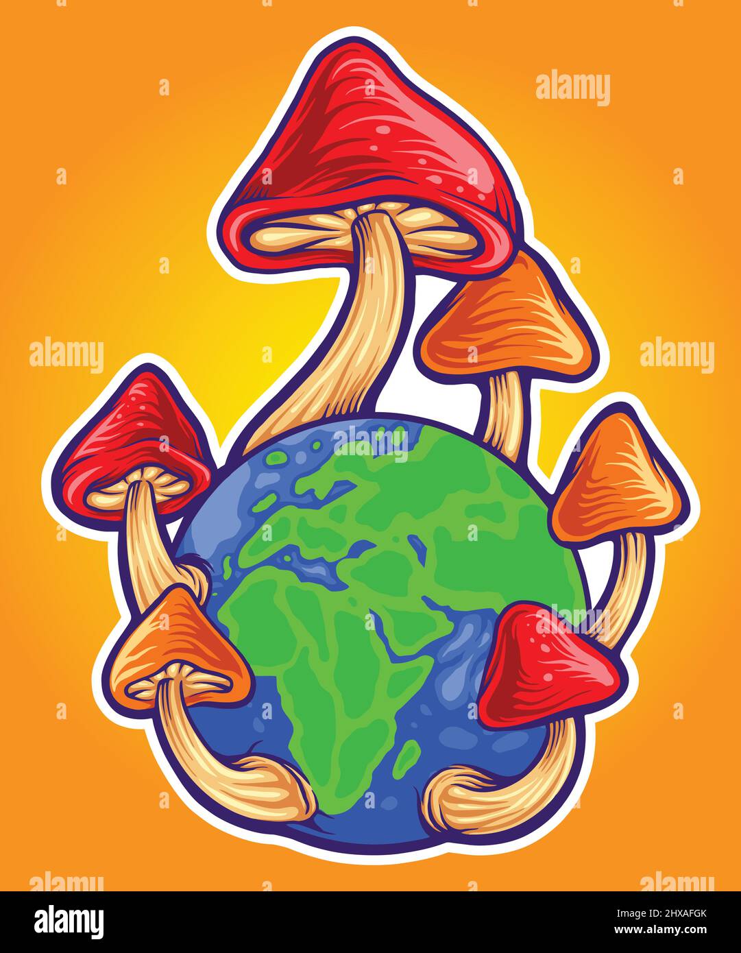 Célébrez les illustrations vectorielles de la journée internationale des champignons pour votre logo, votre t-shirt, vos autocollants et vos étiquettes, ainsi que votre affiche Illustration de Vecteur