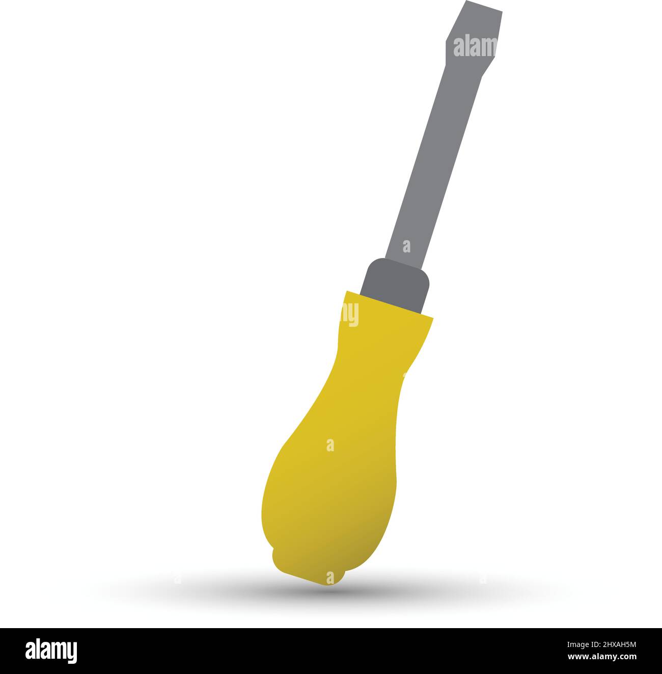 Tournevis avec poignée jaune sur fond blanc Illustration de Vecteur