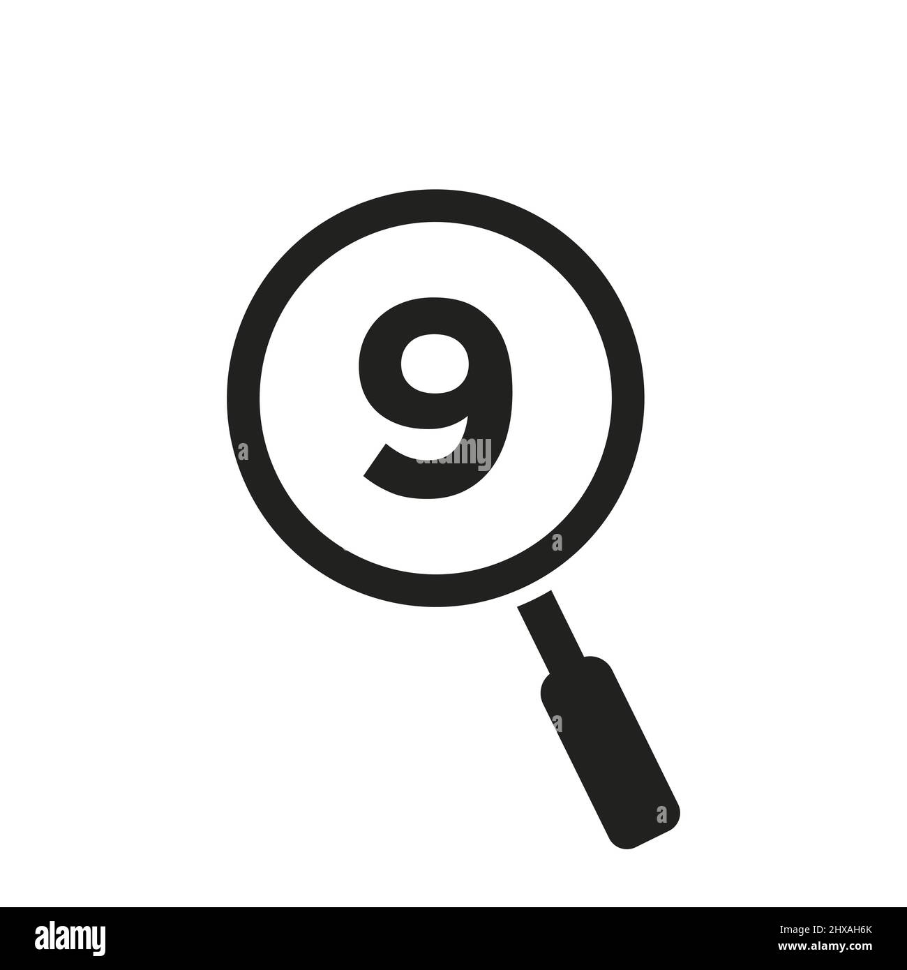 Rechercher le logo sur le modèle de vecteur lettre 9. Loupe sur le logo Letter 9. Concept Zoom, Rechercher, Seo Sign Illustration de Vecteur