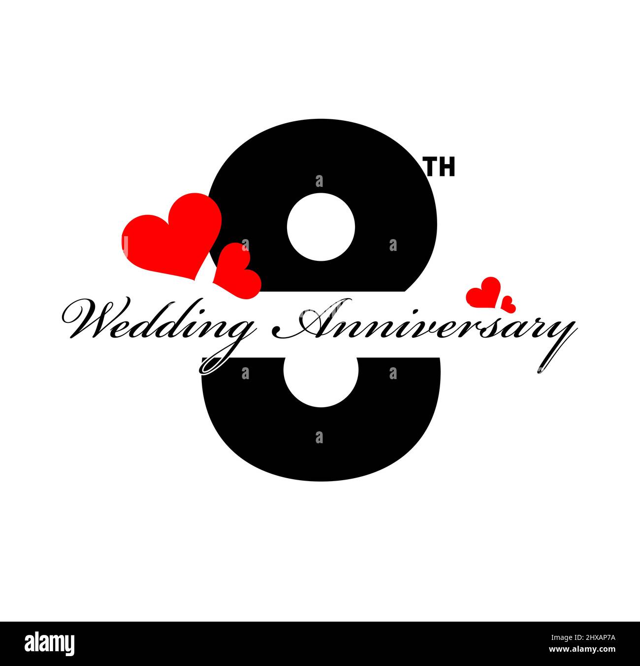 Message d'accueil pour anniversaire de mariage 4th avec illustration de coeurs rouges. Joyeux anniversaire de mariage poste. Illustration de Vecteur