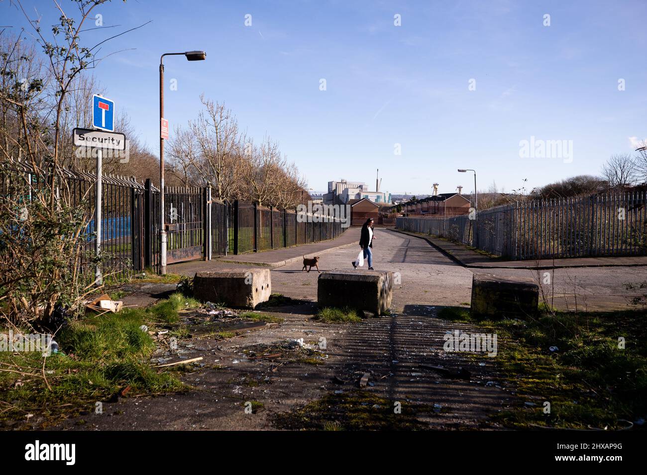 Mountcollyer Street à Belfast, Irlande du Nord. Où le film autobiographique de l'âge de la venue 'Belfast' écrit et réalisé par Kenneth Branagh est mis en place. Banque D'Images