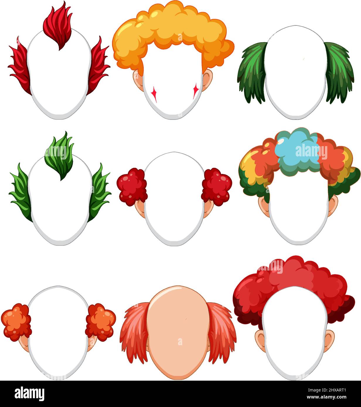 Ensemble d'illustrations d'expression faciale clown Illustration de Vecteur