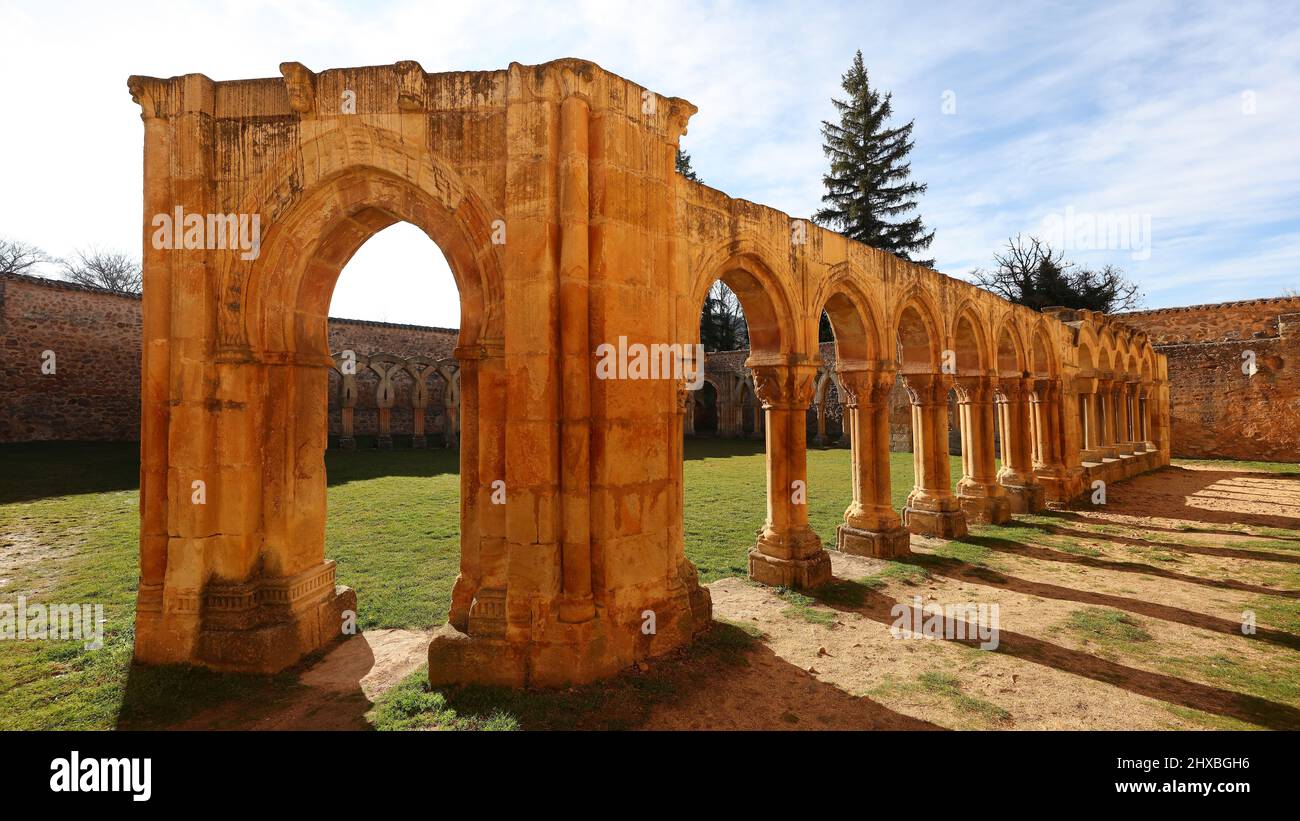 Cette photo a été prise dans le monastère appelé Monasterio de San Juan de Duero, Soria, Castilla y León, Espagne. Banque D'Images
