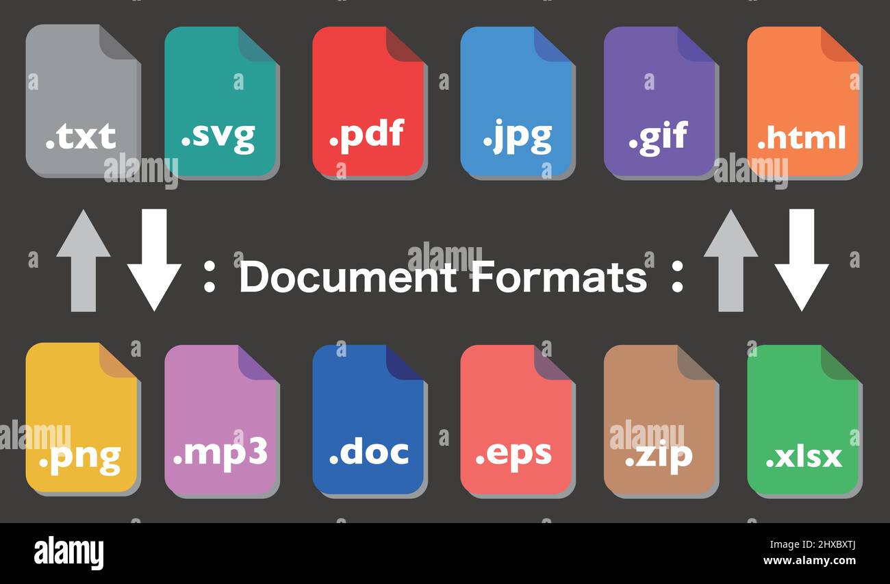 Formats de fichier des icônes de document. Vecteur modifiable. Illustration de Vecteur