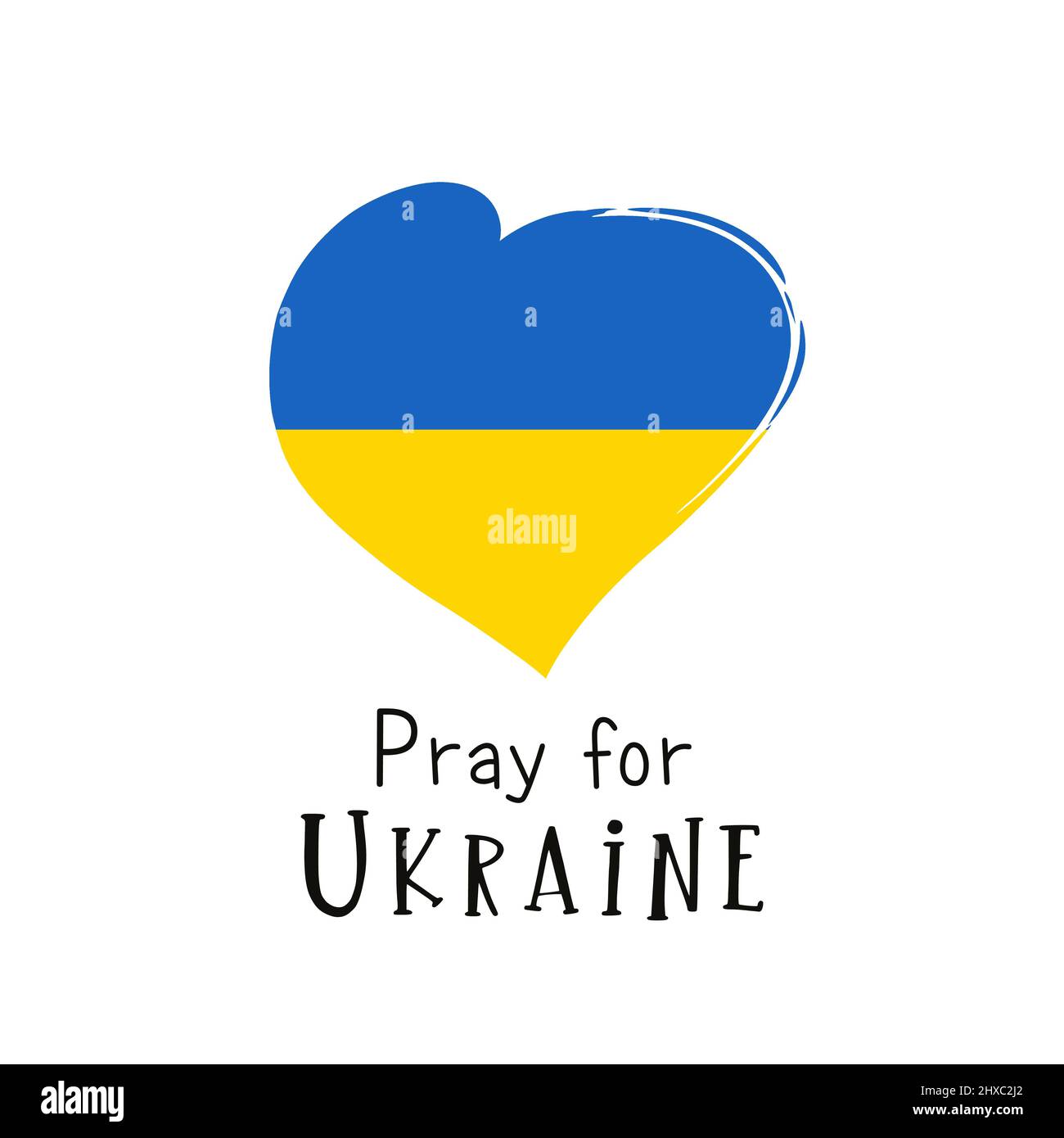 Priez pour l'Ukraine, emblème du drapeau du coeur. Icône aux couleurs du drapeau ukrainien. Crise en Ukraine concept. Signe vectoriel isolé sur blanc Illustration de Vecteur