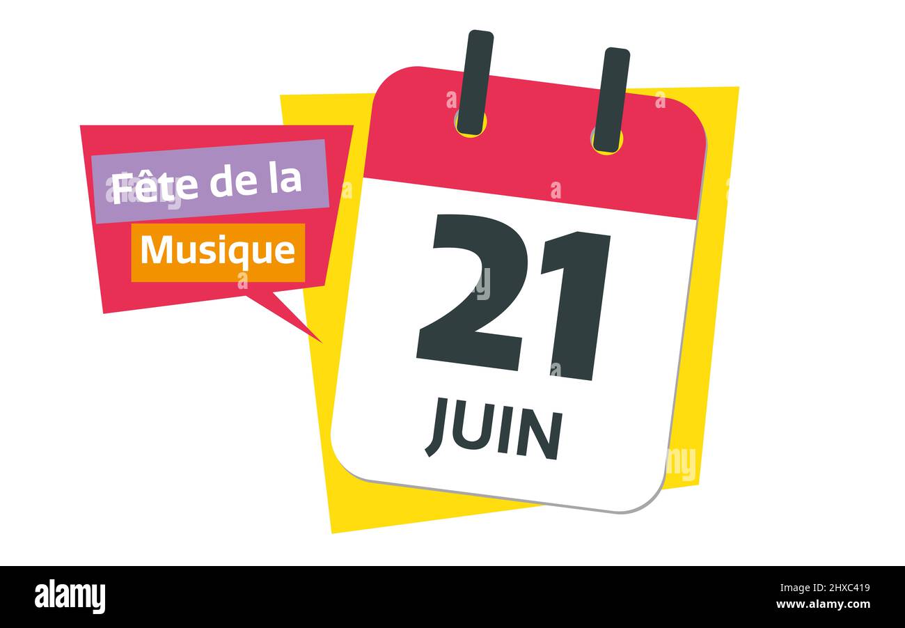 français 21 juin date calendrier journée mondiale de la musique française Banque D'Images