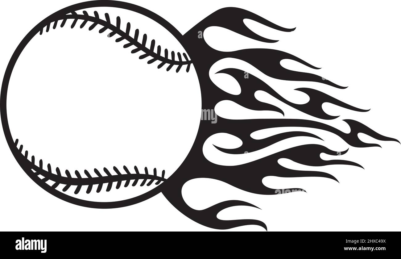 Illustration vectorielle noire et blanche de balle de baseball flamboyante Illustration de Vecteur