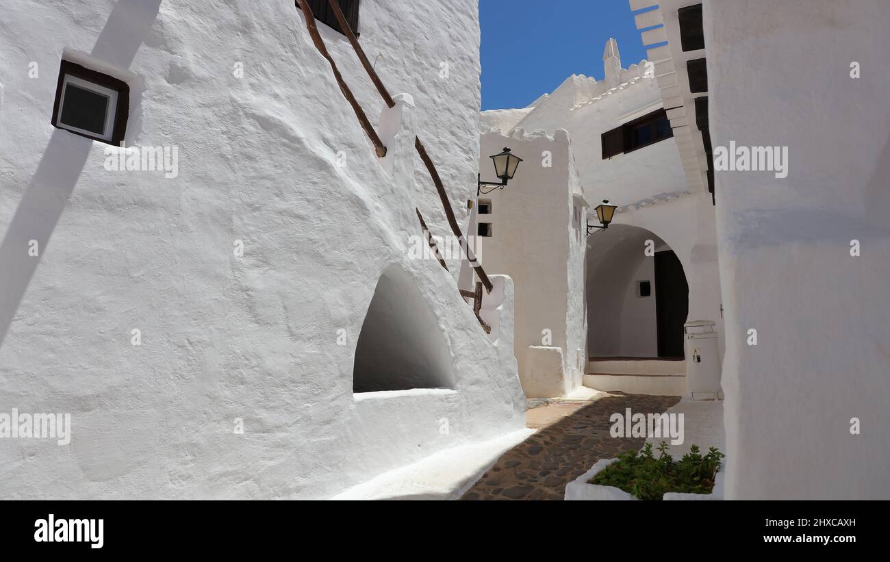 C'est la ville appelée Binibeca Viejo, Minorque, Ballearic îles, Espagne. Banque D'Images