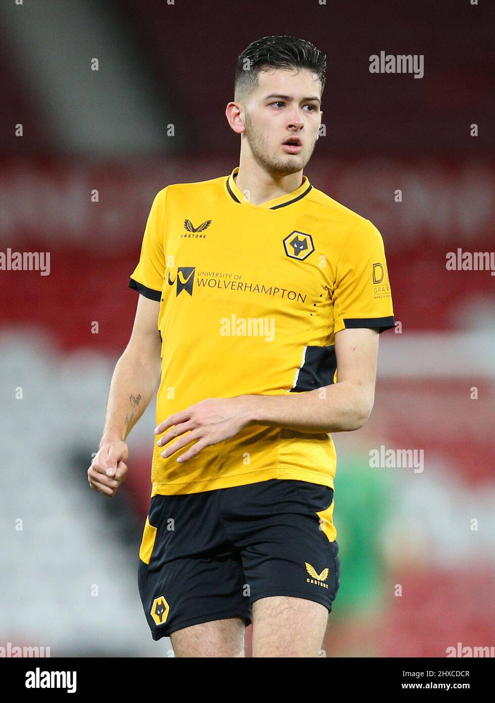 Justin Hubner de Wolverhampton Wanderers lors du match semi-final de la coupe de la jeunesse FA à Old Trafford, Manchester. Date de la photo: Mercredi 9 mars 2022. Banque D'Images