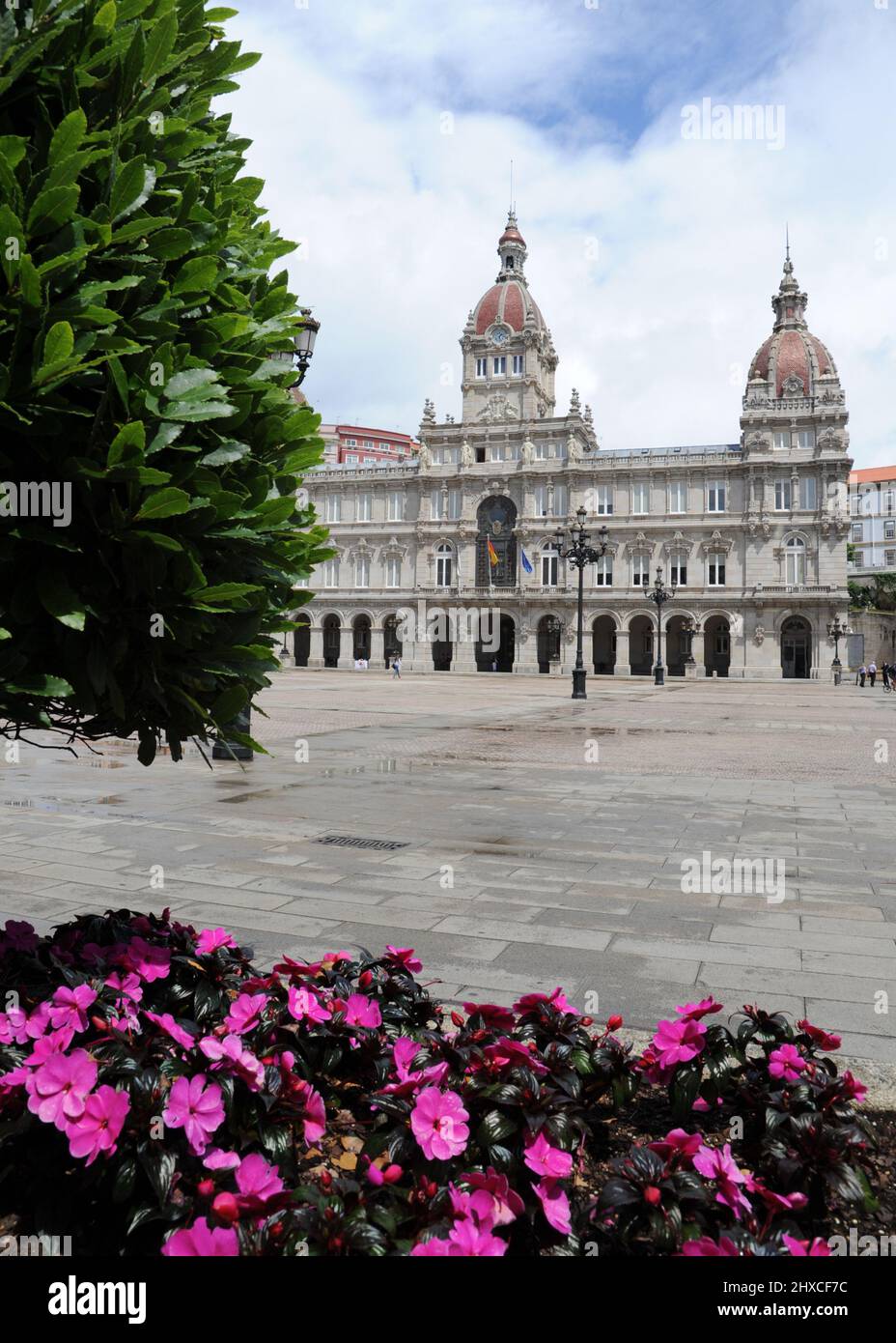 Hôtel de ville, place Maria Pita, la Coruna, Espagne Banque D'Images